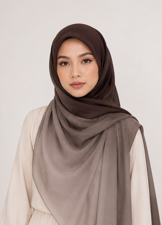 Ombre Rayon Modal Pashmina – Dark Brown