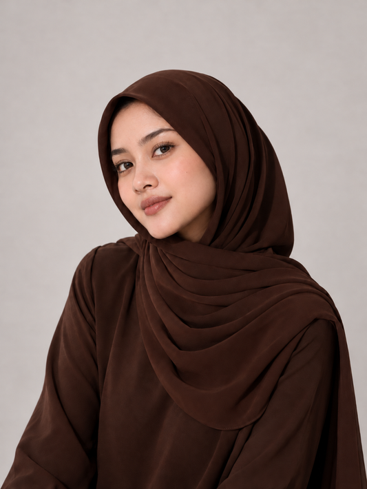 Plain Chiffon Pashmina – Dark Brown
