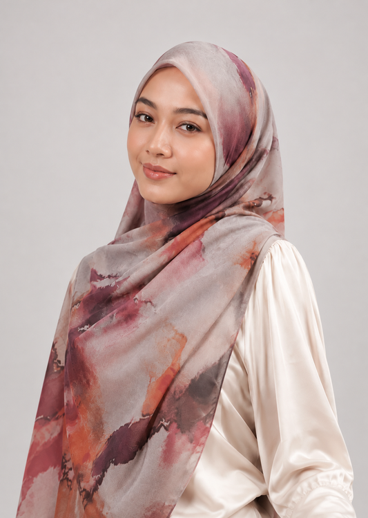 Floral Printed Rayon Viscose Pashmina - Red