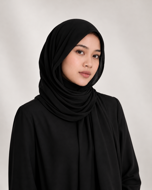 Plain Chiffon Pashmina Hijab - Black